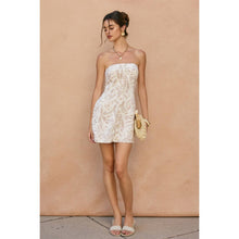 Load image into Gallery viewer, Tropical Leaf Button Placket Strapless Mini Dress
