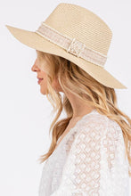 Load image into Gallery viewer, Tweed Pearl Band Straw Sun Hat