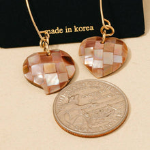 Load image into Gallery viewer, Shell Plated Heart Charm Dangle Earrings