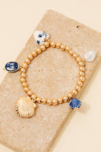 Load image into Gallery viewer, Ceramic Floral Heart Shell And Pearl Charms Beaded Bracelet