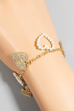 Load image into Gallery viewer, Multi Heart Charm Chain Bracelet