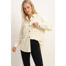 Load image into Gallery viewer, Mineral Wash Waffle Knit Button-Up Shacket
