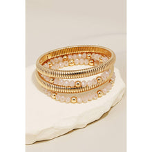 Load image into Gallery viewer, Mixed Beads And Metallic Coil Elastic Bracelet Set