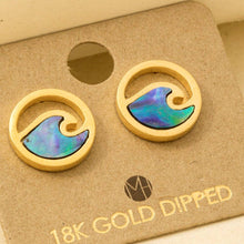 Load image into Gallery viewer, Gold Dipped Circle Wave Stud Earrings