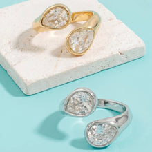 Load image into Gallery viewer, Double Pear Bezel Cz Open Ring