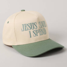 Load image into Gallery viewer, JESUS SAVES I SPEND Embroidery Trucker Hat