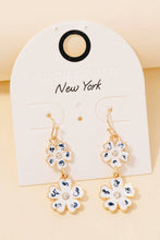 Load image into Gallery viewer, Blue Ceramic Double Flower Dangle Earrings