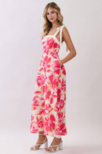 Load image into Gallery viewer, Floral Print Adjustable Tie Straps A Line Dress