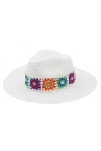 Load image into Gallery viewer, Floral Crochet Band Straw Hat