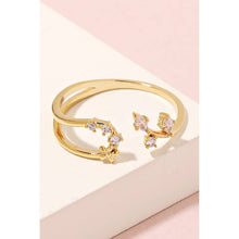 Load image into Gallery viewer, Delicate Floral Rhinestone Open Ring