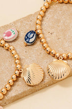 Load image into Gallery viewer, Ceramic Floral Heart Shell And Pearl Charms Beaded Bracelet