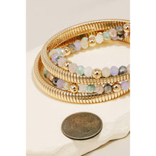 Load image into Gallery viewer, Mixed Beads And Metallic Coil Elastic Bracelet Set