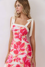 Load image into Gallery viewer, Floral Print Adjustable Tie Straps A Line Dress