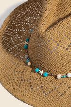 Load image into Gallery viewer, Turquoise And Shell Star Beads Strap Western Straw Hat