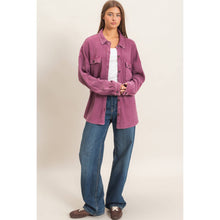 Load image into Gallery viewer, Mineral Wash Waffle Knit Button-Up Shacket