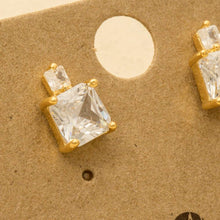 Load image into Gallery viewer, Gold Dipped Square Rhinestones Stud Earrings