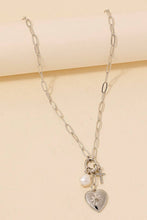 Load image into Gallery viewer, Pearl Cross And North Star Heart Charms Chain Necklace