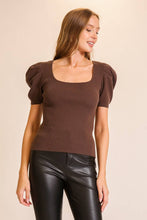 Load image into Gallery viewer, Puff Sleeve Sweater Ribbed Knit Top
