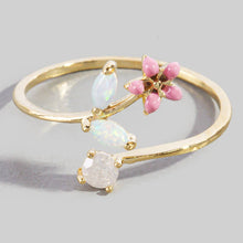 Load image into Gallery viewer, Flower Opal Branch Open Cuff Ring
