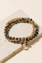 Load image into Gallery viewer, Rectangle Gem And Disc Charm Beaded Bracelet Set
