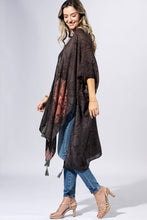 Load image into Gallery viewer, Black Floral Tassel Kimono
