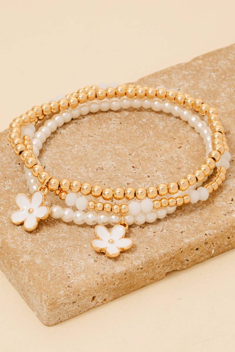 Epoxy Flower Charms Bracelet Set