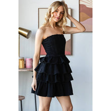 Load image into Gallery viewer, DENIM TUBE RUFFLED MINI DRESS

