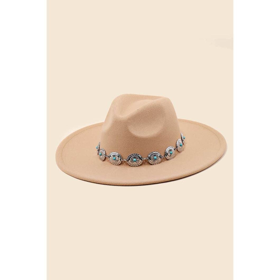 Western Concho Chain Fedora Hat