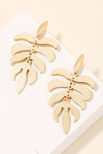 Load image into Gallery viewer, Tiered Wood Texture Monstera Drop Earrings
