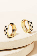 Load image into Gallery viewer, Checkered Print Mini Huggie Earrings
