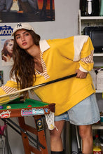Load image into Gallery viewer, French Terry Knit Color-block Collared Loose Fit Top
