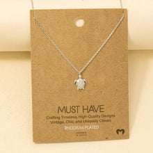 Load image into Gallery viewer, Gold Dipped Cz Studded Turtle Pendant Necklace
