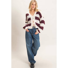 Load image into Gallery viewer, Striped V-Neck Sweater Cardigan
