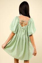 Load image into Gallery viewer, Puff Sleeve Pleated Spring Mini Dress
