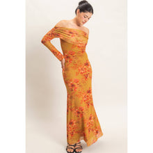 Load image into Gallery viewer, Off Shoulder Floral Mesh Dress
