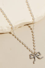 Load image into Gallery viewer, Pearl Chain Ribbon Bow Pendant Necklace
