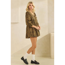 Load image into Gallery viewer, Printed Pleated Long Sleeve Denim Romper

