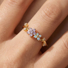 Load image into Gallery viewer, Gold Dipped Cz Wavy Flower Studded Ring
