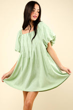 Load image into Gallery viewer, Puff Sleeve Pleated Spring Mini Dress
