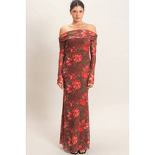 Load image into Gallery viewer, Off Shoulder Floral Mesh Dress
