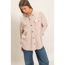 Load image into Gallery viewer, Mineral Wash Waffle Knit Button-Up Shacket
