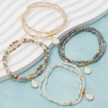 Load image into Gallery viewer, Mother Of Pearl Tear Charm Mixed Beaded Bracelet
