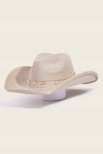 Load image into Gallery viewer, Ribbon Bow Pearl Chain Cowboy Hat
