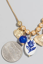 Load image into Gallery viewer, Floral Ceramic Pearl And Heart Charms Chain Necklace
