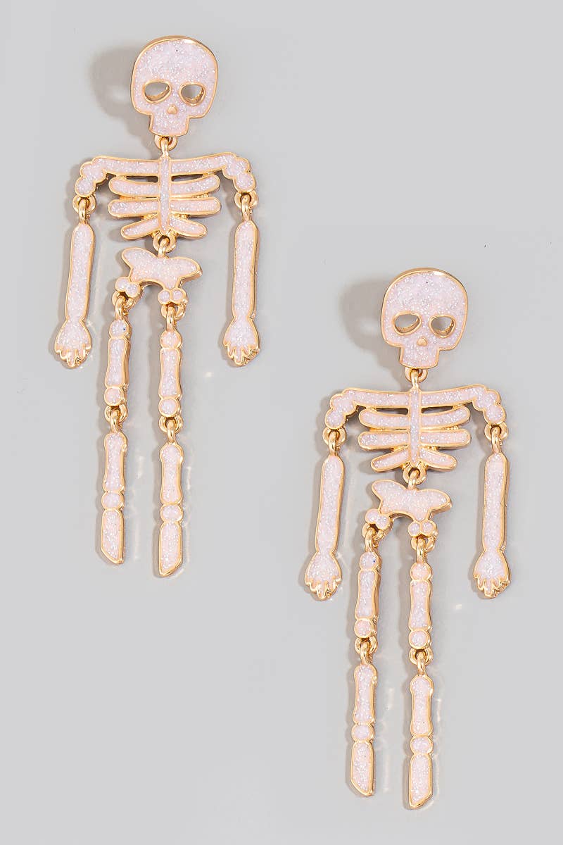 Glittered Resin Skeleton Dangle Earrings