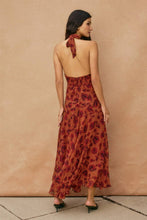 Load image into Gallery viewer, Floral Open Back Drop Waist Halter Dress
