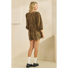 Load image into Gallery viewer, Printed Pleated Long Sleeve Denim Romper
