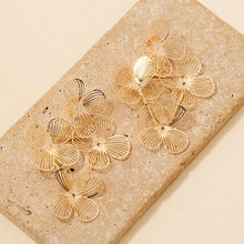 Load image into Gallery viewer, Metallic Floral Triangle Earrings
