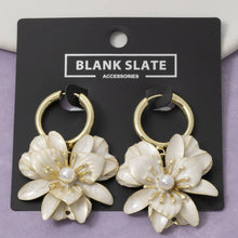 Load image into Gallery viewer, Layered Flower And Pearl Hoop Drop Earrings
