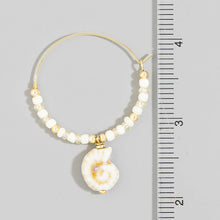 Load image into Gallery viewer, Shell Charm Beaded Hoop Earrings
